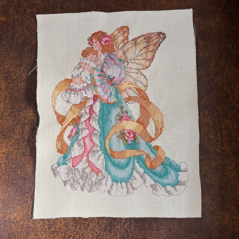 Finished Cross Stitch Faerie Godmother Barbara Baatz - Completed Art 10x13"